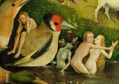 Le Jardin des délices : Allégorie du luxe, panneau central du triptyque, détail d